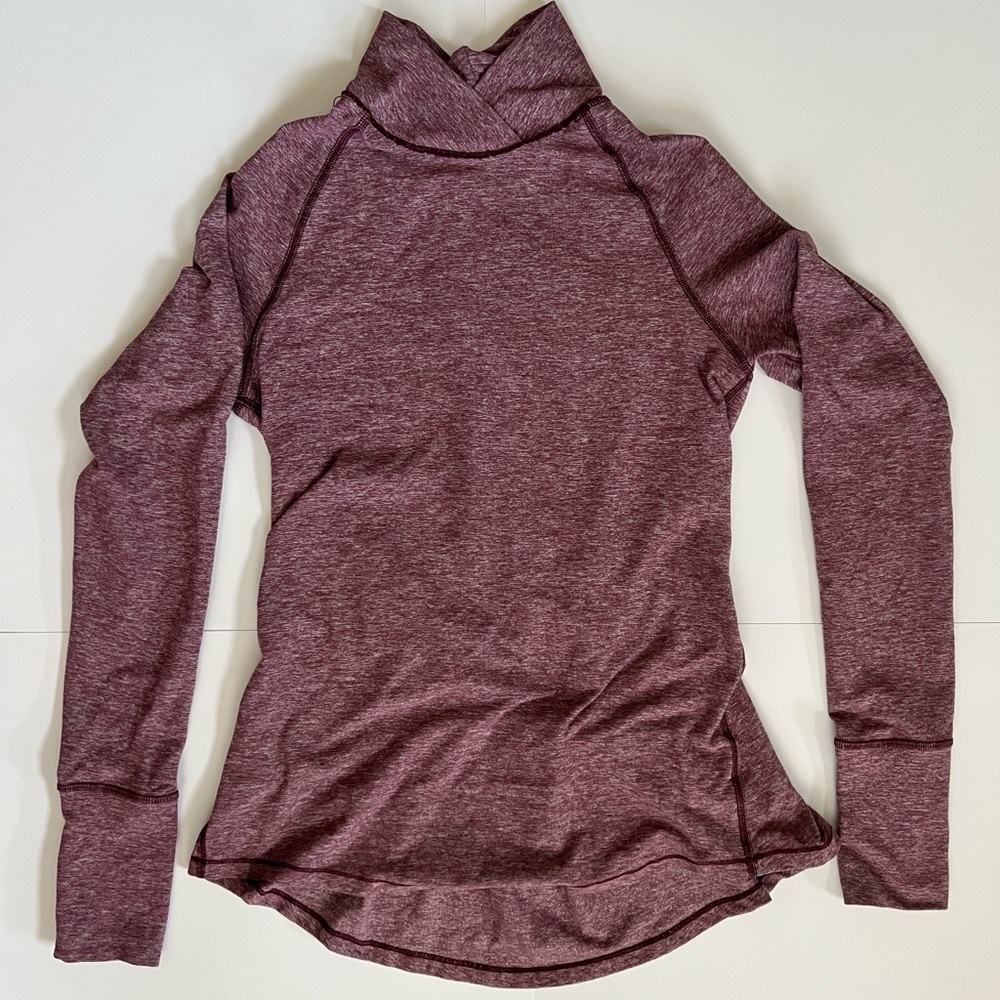 Lululemon Women’s Warm Your Core Long Sleeve Tee Heathered Bordeaux Drama Size 4 - Picture 5 of 8